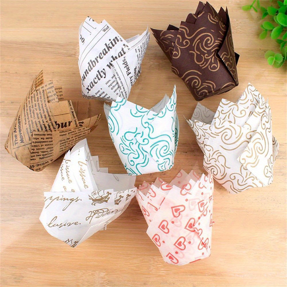 50pcs Kraft Muffin Cup Oilproof Cupcake Wrapper Baking Liner Paper