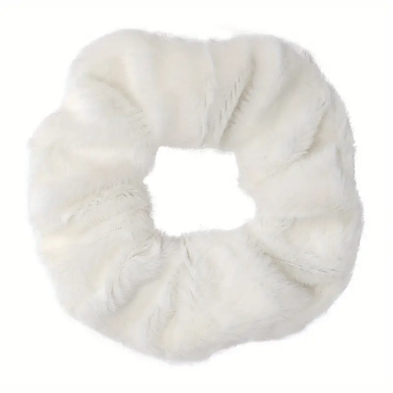 white fluff scrunchie
