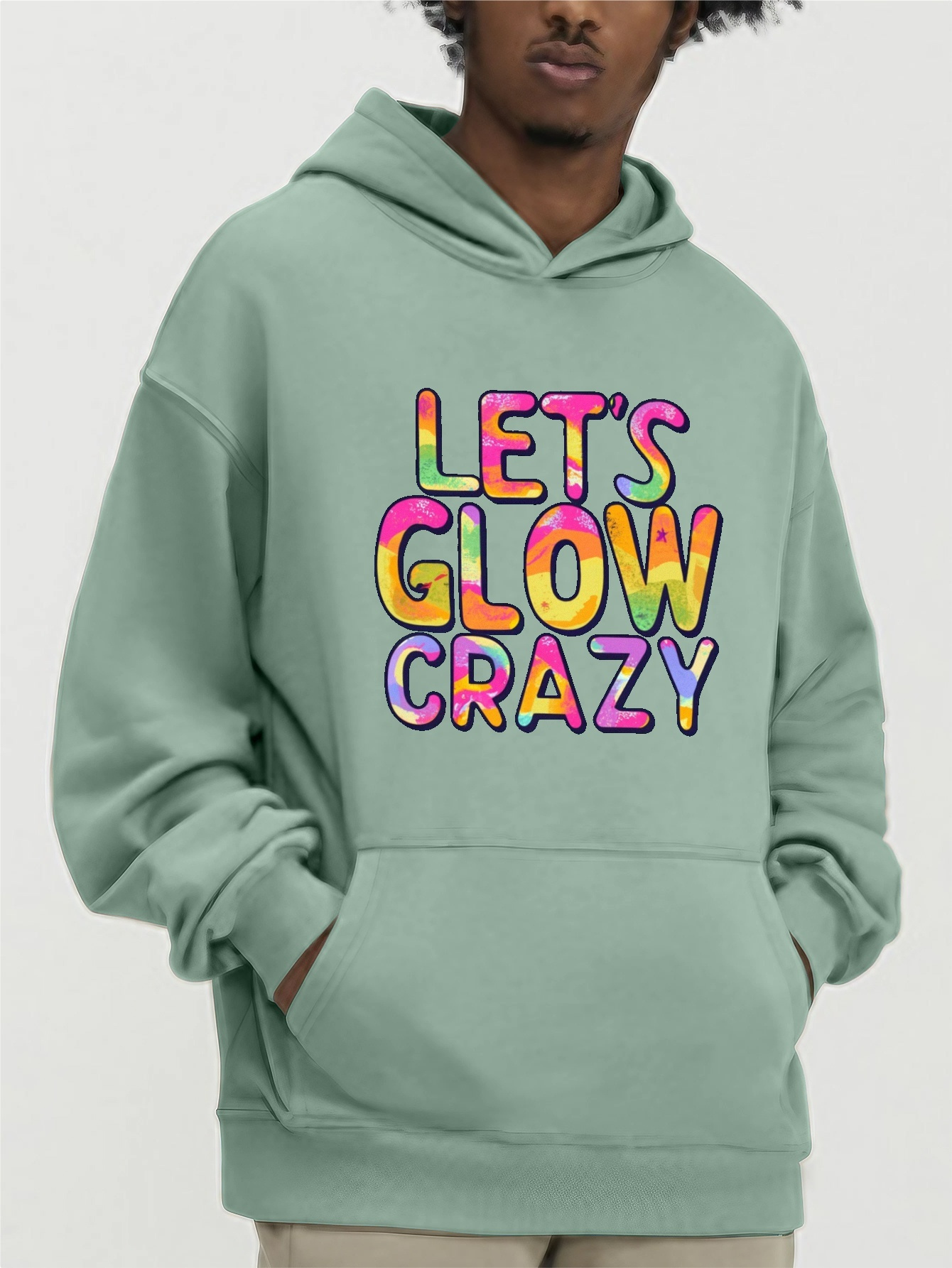 lets Glow Crazy'' Print Hoodies For Men Graphic Hoodie - Temu