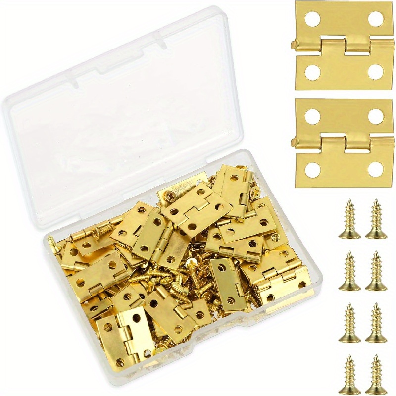 VIPMOON 50Pcs Mini Hinges for Crafts, 15 x 18mm Small Hinges for Wooden Box  Pure Copper, Tiny Hinges for Craft Projects with 200 Pieces 7 mm Micro