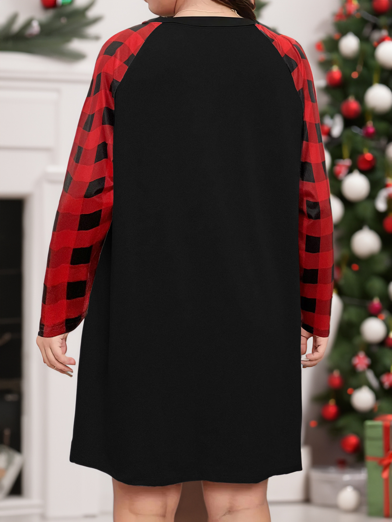 Christmas Loungewear Dress with String Lights & Goblet