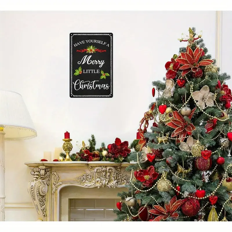 "Have Yourself A Merry Little Christmas" Vintage Tin Sign - 8x12 Inch Rustic Wall Art