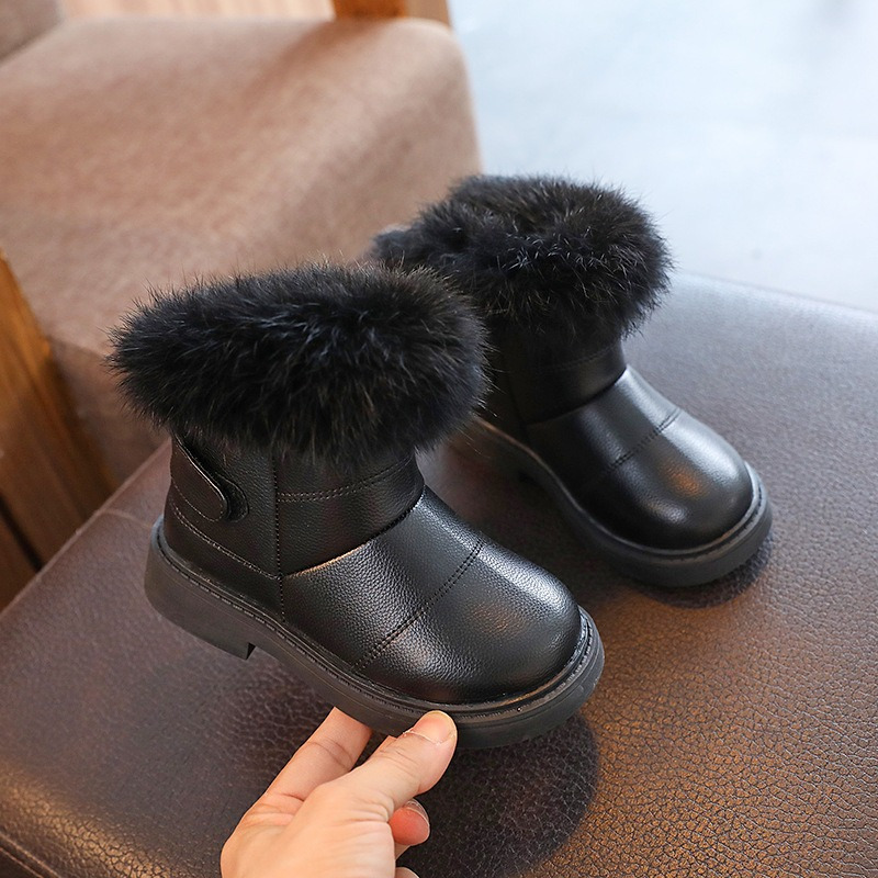 Girls black hot sale furry boots