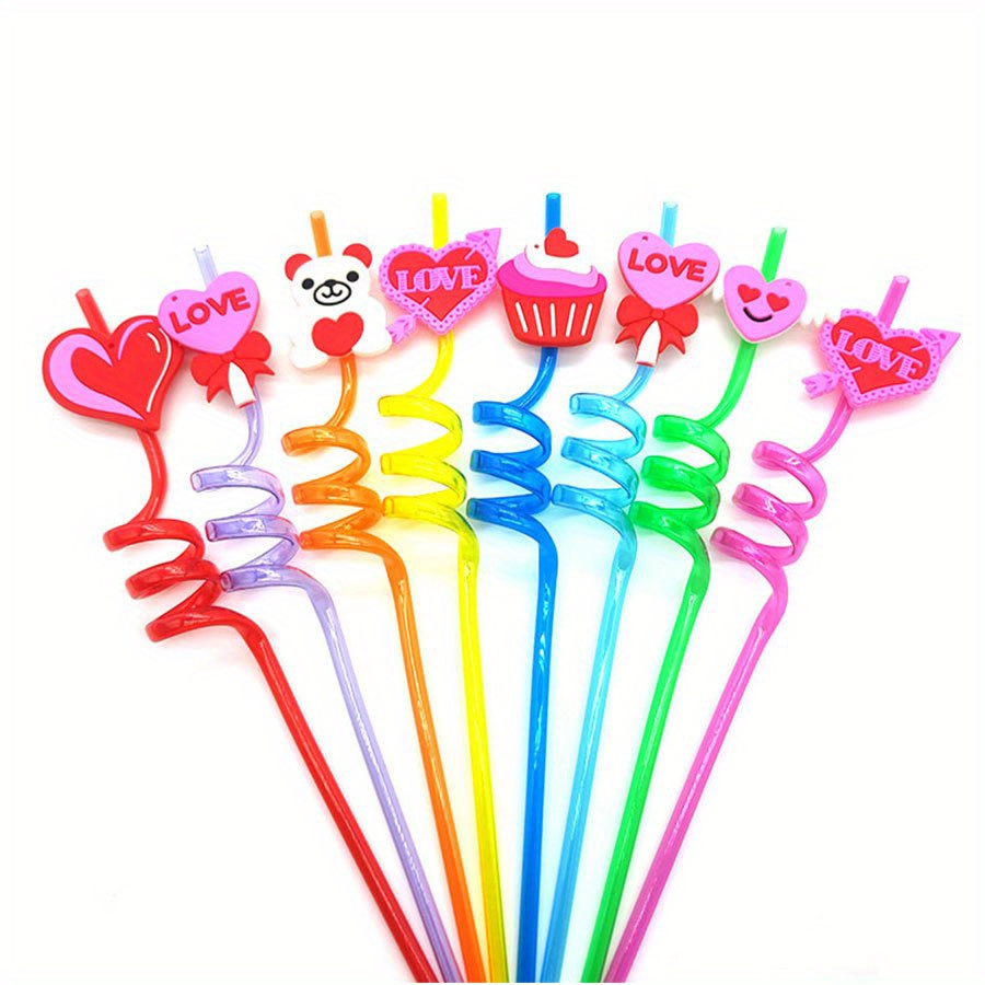 1Pc Christmas Straws Reusable Plastic Spiral Drinking Straws With