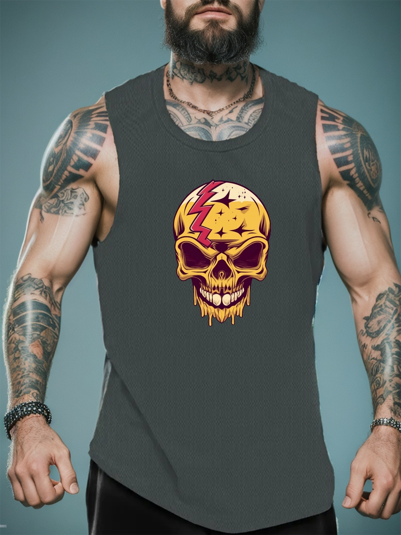 Tribal Skull Tank Top, Fitted Tank Top, Athletic Tank Tops, Fitted