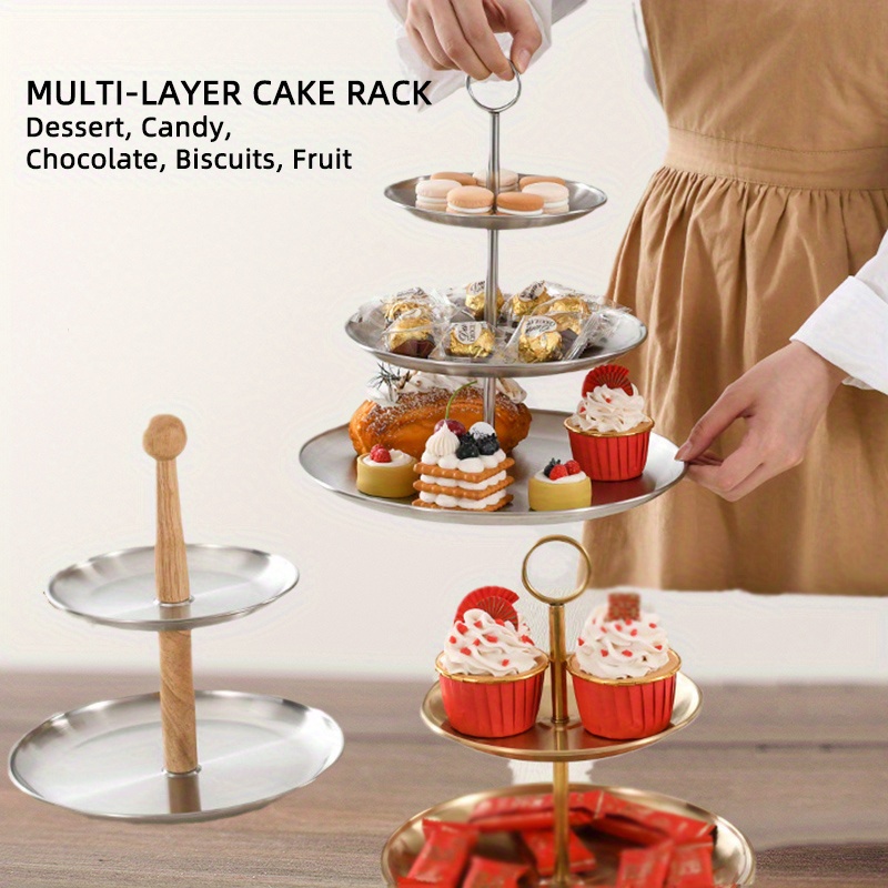 Double Layer Stainless Steel Cupcake Holder Dessert Tray - Temu