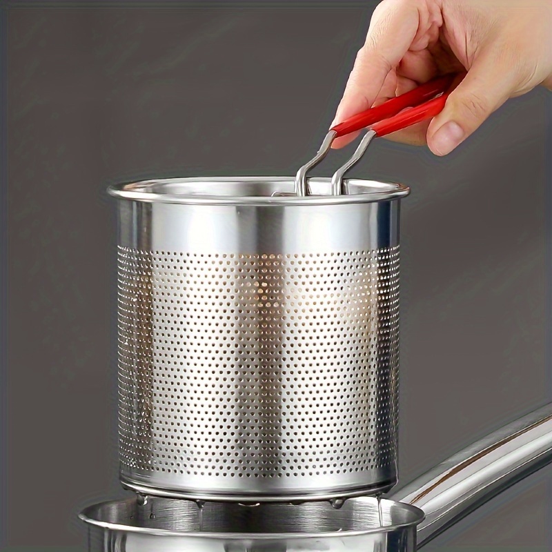 2pcs Deeper Fryer Pots Set, Tempura Fryer Pan With Lid, Stainless Steel  Deep Fryer With Filter