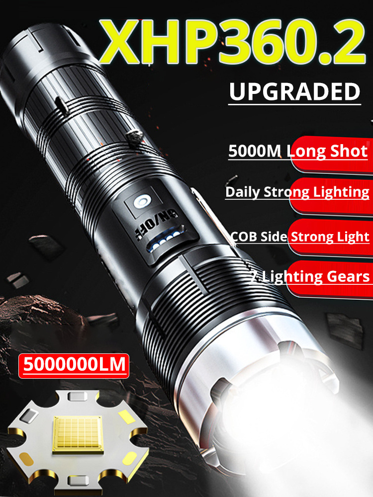 1pc Mini Portable Rechargeable Led Flashlight With Zoomable, Far Shooting,  High Power Output, Cob Side Light, Light Hood, Suitable For Outdoor And  Household Use, Can Be Used As Camping Light