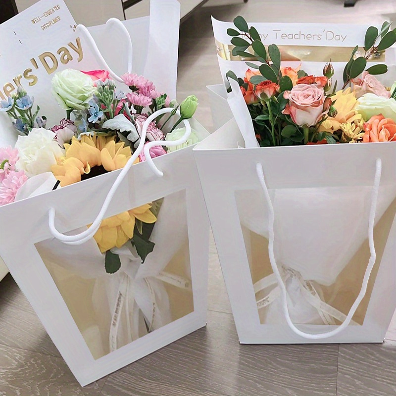 Unique Bargains Flower Bouquet Packaging Bag Trapezoid Paper Gift