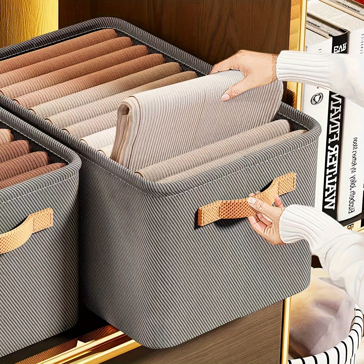 Fab totes Storage Bins [3-Pack], Foldable Storage Baskets for Organizing  Toys, Books, Shelves, Closet, Large Storage Box with Rope Handles, Sturdy