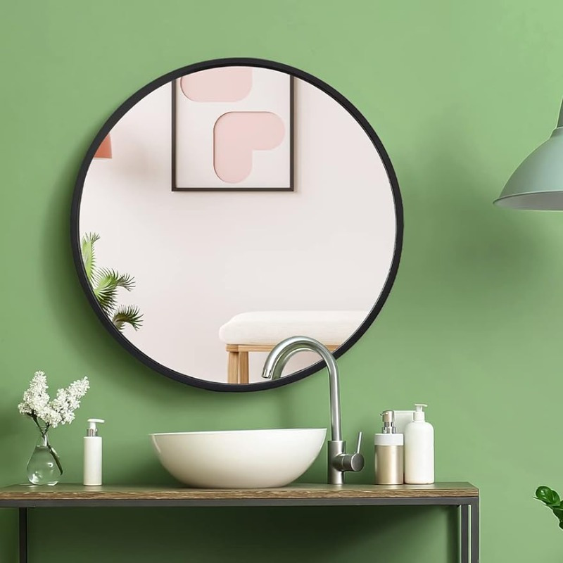 Miroir à Suspendre Au Mur, Ornement Rond, Support Mural Pour Salon,  Décoration