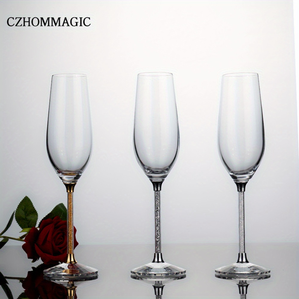 2024 2pcs Rhinestone Champagne Glasses Wedding Toasting Glasses