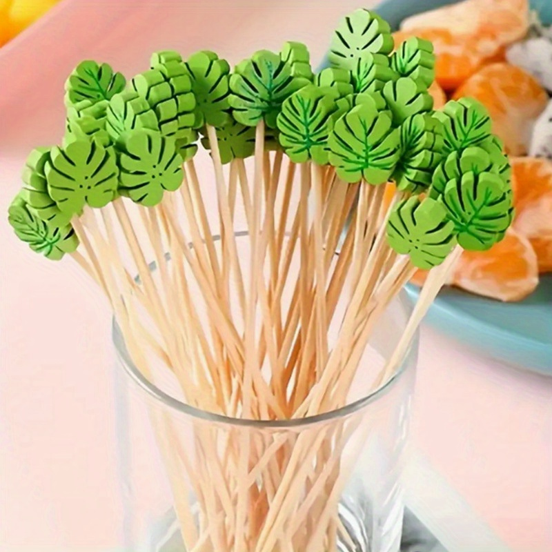 Bamboo Scelte Cocktail 4.7 Pollici Fruit Kabob Spiedini Lunghi Stuzzicadenti  Antipasti Bevande Hawaii Luau Partito Foglia Anguria Ananas Decor Da 3,4 €