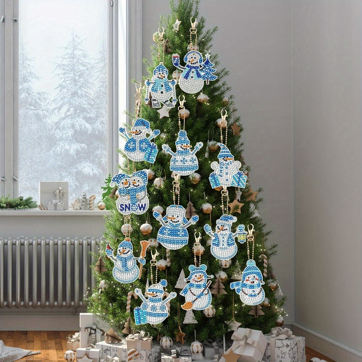 Double-sided 5D Diamond Painting Christmas Pendant Xmas Trees DIY Hanging