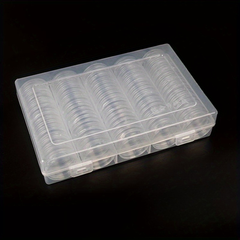 Coin Capsule Round Plastic Coin Box With Storage Box For - Temu