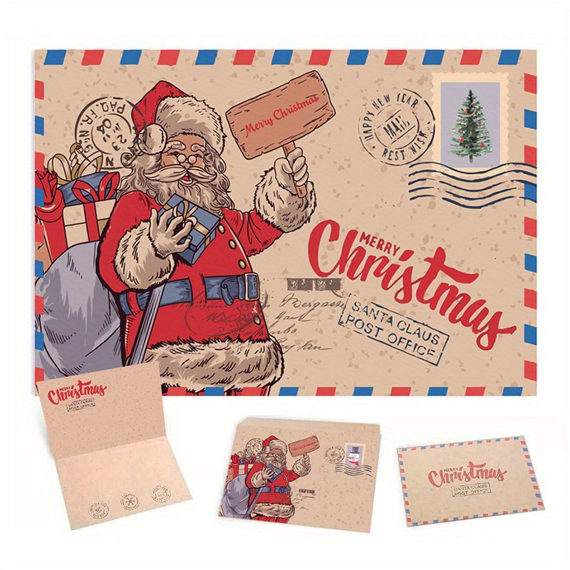Paquets de cartes de Noël,12 Pièces Cartes de Voeux Noel, Carte Noel avec  12 Enveloppes et Autocollants, Carte Cadeau Noel, Carte de Joyeux