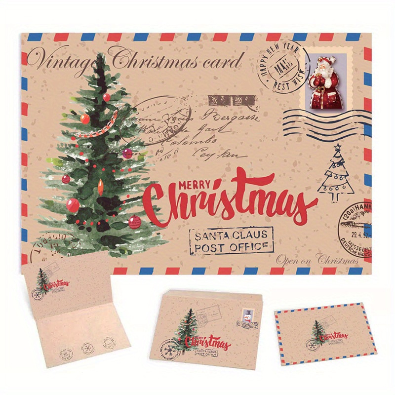 Paquets de cartes de Noël,12 Pièces Cartes de Voeux Noel, Carte Noel avec  12 Enveloppes et Autocollants, Carte Cadeau Noel, Carte de Joyeux