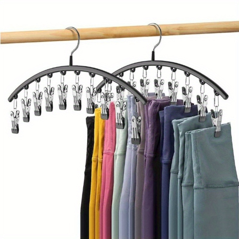 1pc stainless steel pants hanger space saving wardrobe storage hanger with 10 clothespins wardrobe organizer clothes storage rack and balcony clothes drying rack bedroom accessories details 0