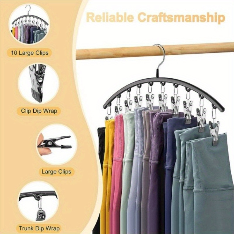 1pc stainless steel pants hanger space saving wardrobe storage hanger with 10 clothespins wardrobe organizer clothes storage rack and balcony clothes drying rack bedroom accessories details 3