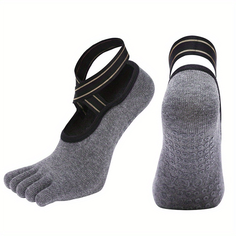 Five toe Yoga Socks Cross Strap Non slip Sports Socks Grips - Temu