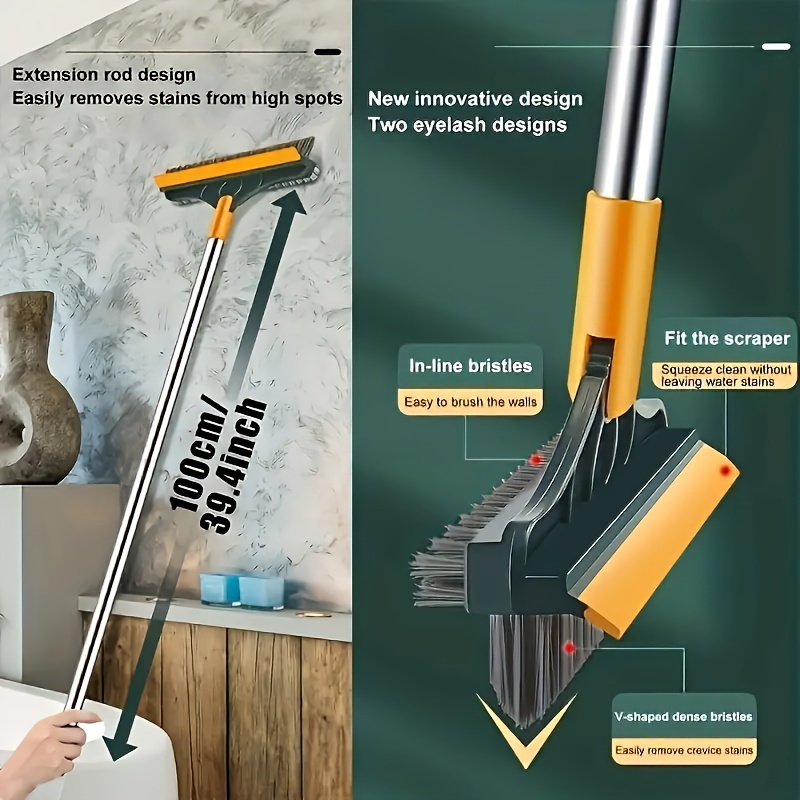 Cleaning Brush With Long Handle Adjustable Cleaning Brush Crevice Cleaning  Brush With Squeegee For Bathroom Toilet - Temu Italy