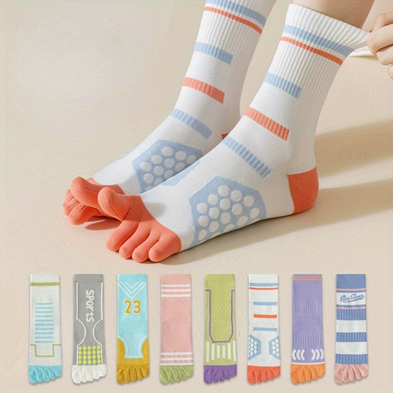 New Cotton Gradient Color Short Five-toe Yoga Socks Pilates Socks Cross-strapped  Non-slip Floor Socks Dance Fitness Sports Socks - AliExpress