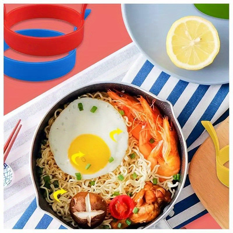 4Pcs Red Silicone Fried Egg Pancake Ring Omelette Fried Egg Round