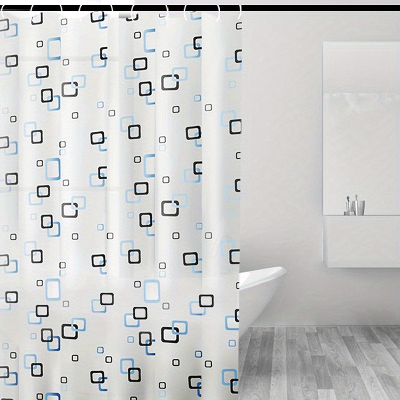 Cortina bañera o ducha estampado de cuadrados en color blanco Habitex