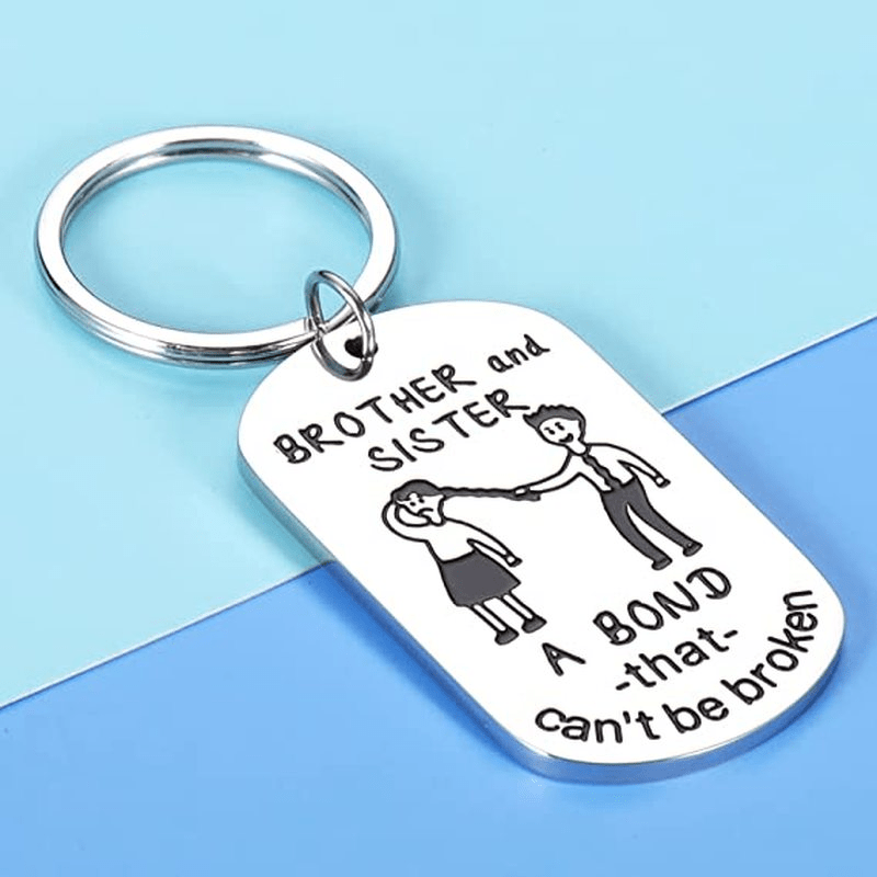 Funny Sister and Brother Keychain Birthday Gift for Sister From