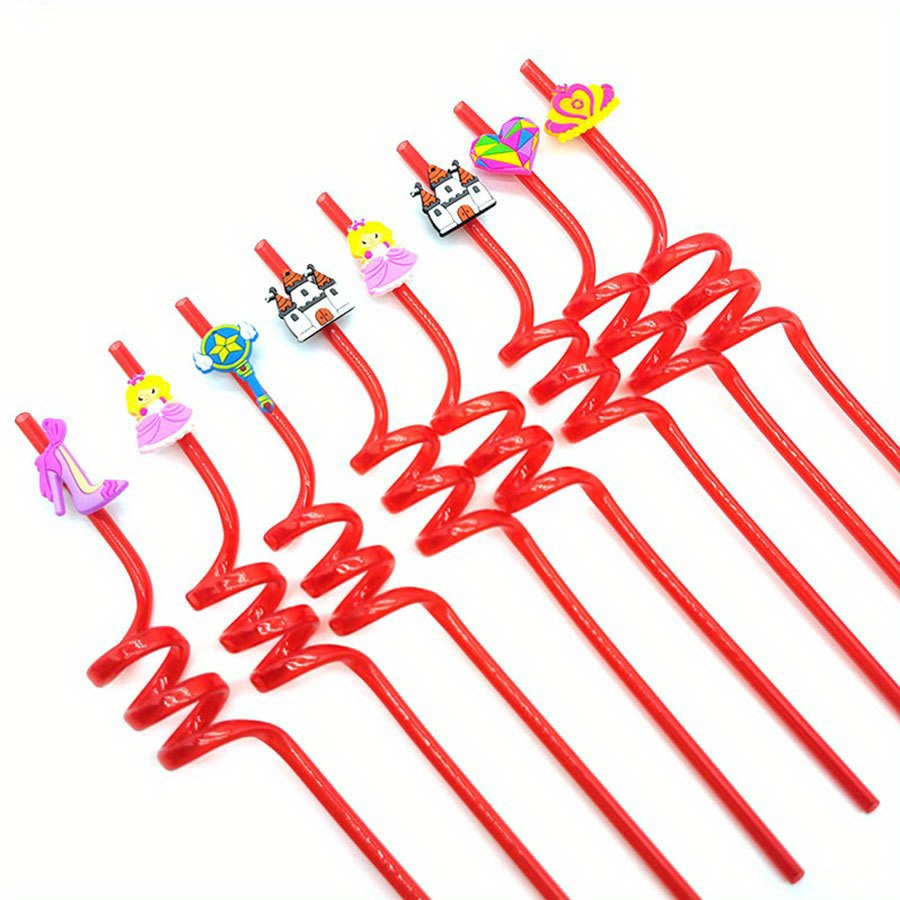 8pcs Reusable Cartoon Drinking Straws Reusable Plastic Straws