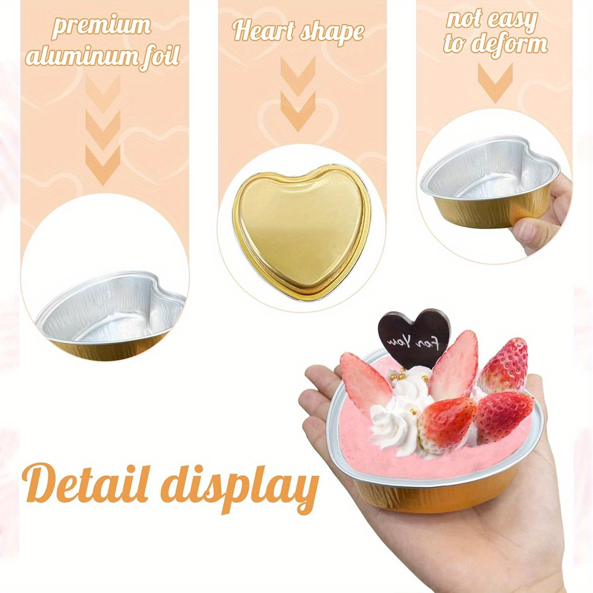 Aluminum Foil Mini Heart Cake Pan 10 20 Disposable Heart - Temu