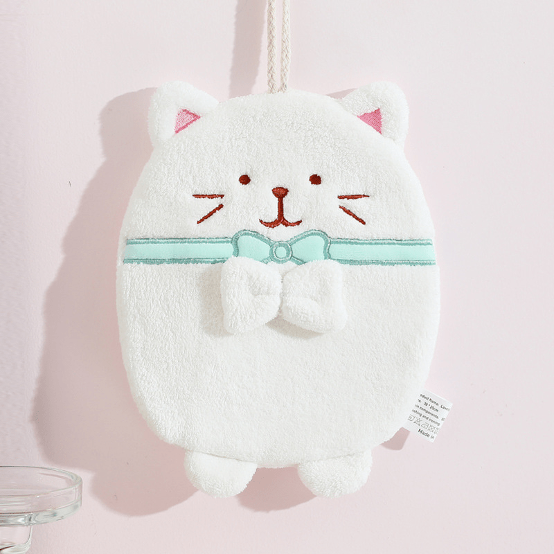 Cute Cat Fleece Towel with Loop