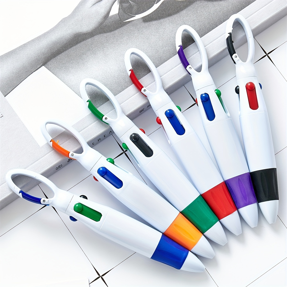 Novelty Multicolor Ballpoint Pen, Multifunction 6 in1 Colorful Ballpoint Pen
