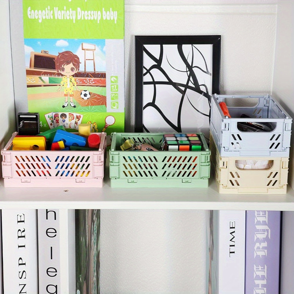 4-Pack Mini Plastic Baskets for Shelf Storage Organizing, Durable