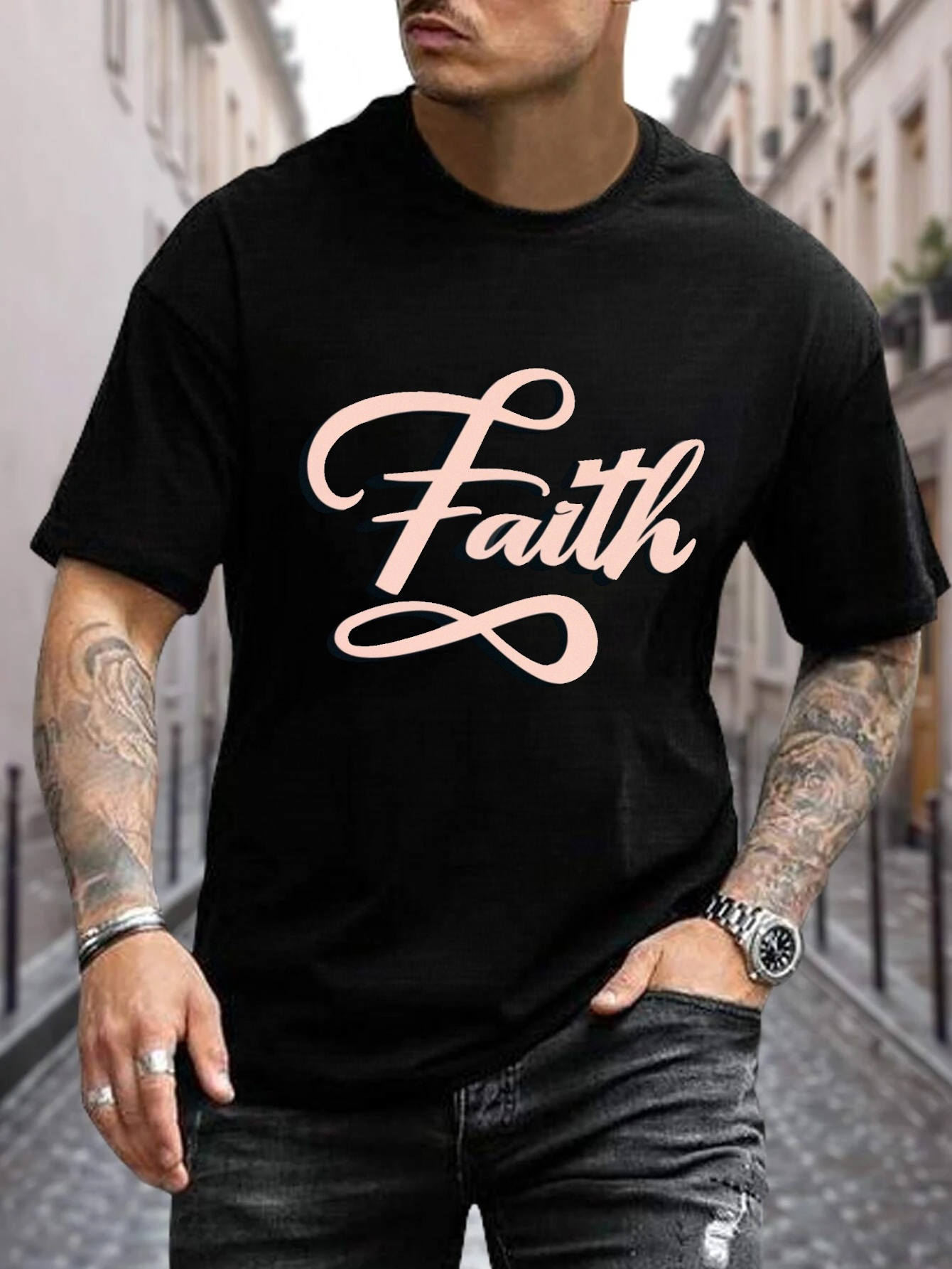 Camiseta Estampado Faith Camisetas Hombre Camiseta Informal Temu