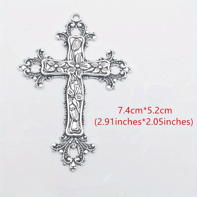 Antique Silver Bronze Color Large Flower Cross Charms - Temu