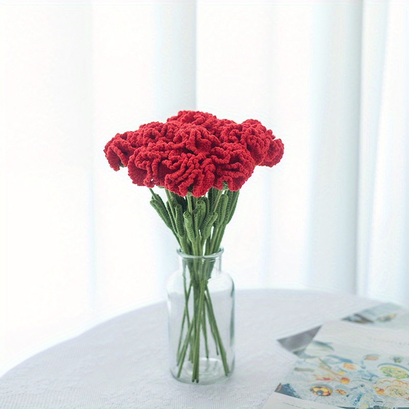 Artificial Crochet Flower Bouquet Handmade Woven Carnation - Temu