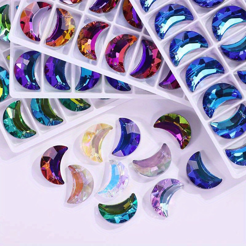 

12pcs 20mm Moon Crystal Glass Beads For Jewelry Making Diy Fashion Necklace Earrings Charms Clothing Accessories Decors Craft Supplies