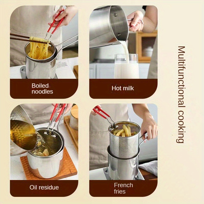 Deep Fryer Pan Oil Strainer, Japanese Deep Frying Pot