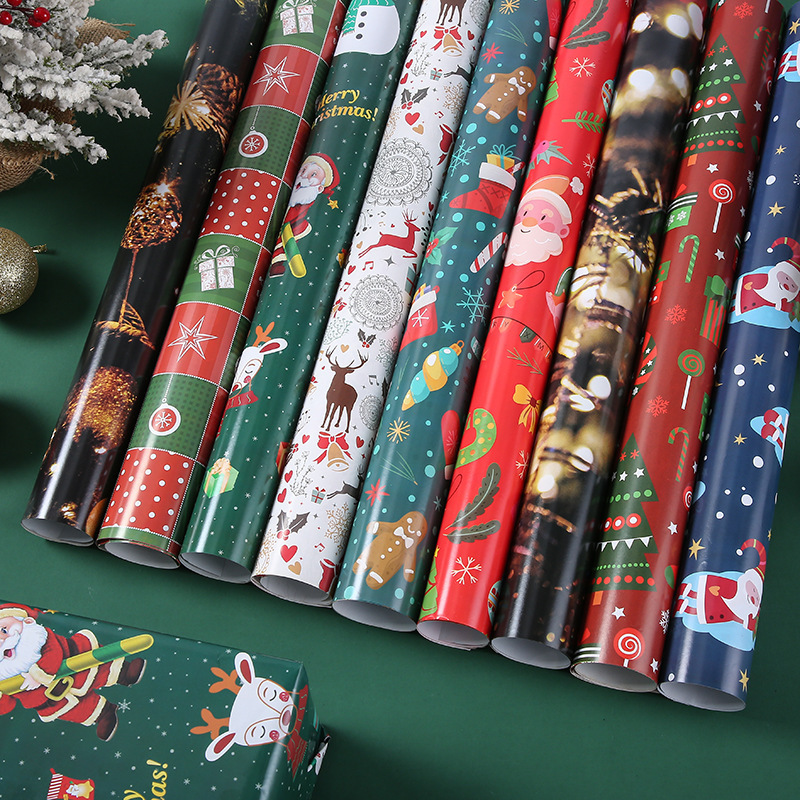 6pcs/set, Papier Cadeau Vintage De Noël En Kraft Avec Père Noël, Sapin De  Noël Et Dessins Animés, Papier D'Emballage, Papier De Soie, Fournitures De B