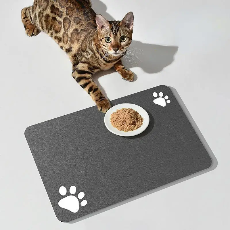 Paw Print Pet Feeding Mat For Dogs, High Absorbent Quick Dry Dog Food Mat  Dog Bowl Mat With Non-slip Rubber Backing - Temu