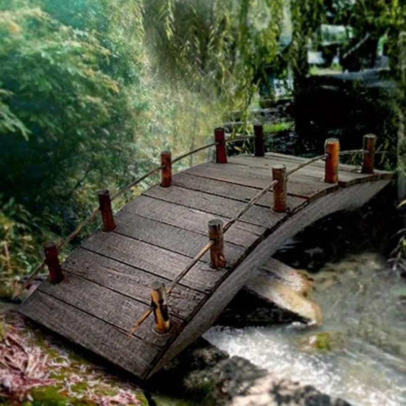 

1:12 Dollhouse Mini Wooden Bridge With Railings Miniatures Fairy Garden Miniature Craft For Landscaping