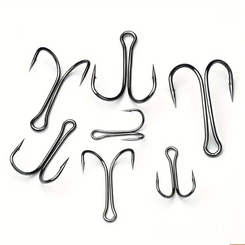 50pcs Barbed Double Hooks For Freshwater And Seawater, Fishing Hook For  Large Fish, Outdoor Fishing Tackle