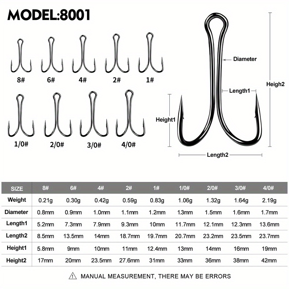 50pcs Barbed Double Hooks For Freshwater And Seawater, Fishing Hook For  Large Fish, Outdoor Fishing Tackle