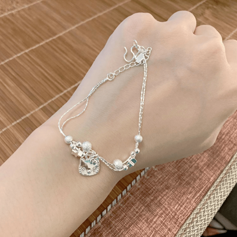 Sanrio Cartoon Cute Hello Kitty Bracelet For Women Simple Adjustable Bangle  Jewelry Charm Open Creative Exquisite Bracelet