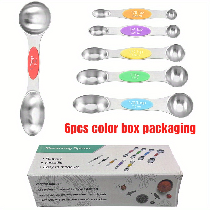 5 / 6 Pcs Magnetic Measuring Spoons Stainless Steel Dual Sided