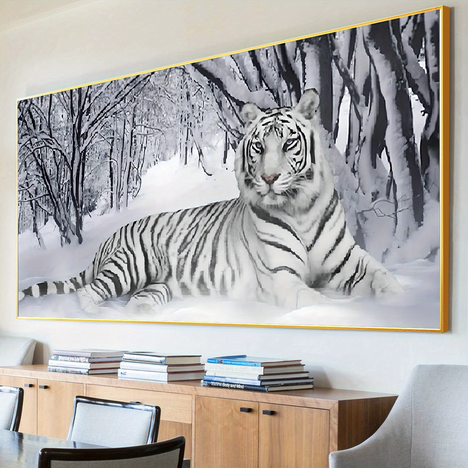 5d Diy Large Diamond Painting Kit For Adult White Tiger - Temu