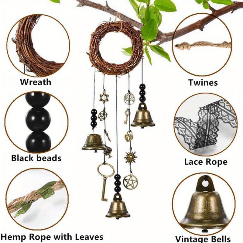 Witch Bells Wind DIY Kit Decor Positive Energy Hanging Witch Decor for Door  Knob for Protection Witchy 2