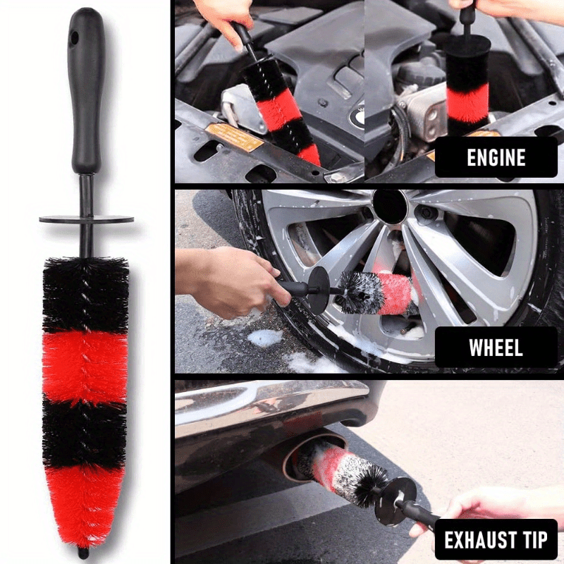  Wheel & Tire Brush for Car Rim, Soft Bristle Car Wash Brush,  Cleans Tires & Releases Dirt and Road Grime, Short Handle for Easy  Scrubbing Black : Automotive