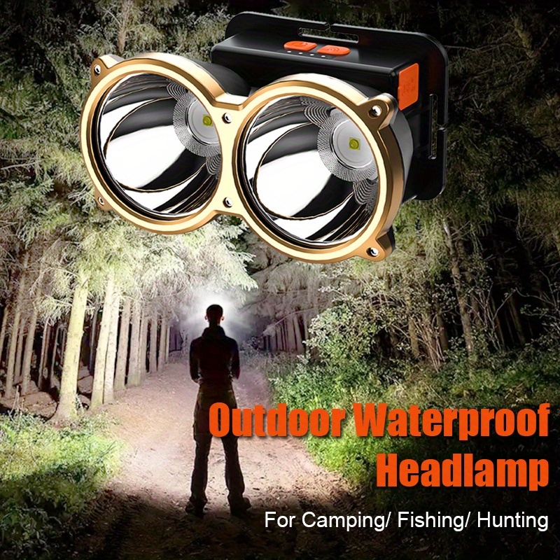 1pc Induction Switch Zoomable Waterproof Headlamp, USB Rechargeable LED  Headlight For Outdoor Camping Fishing Hunting, Use 2*18650 Battery